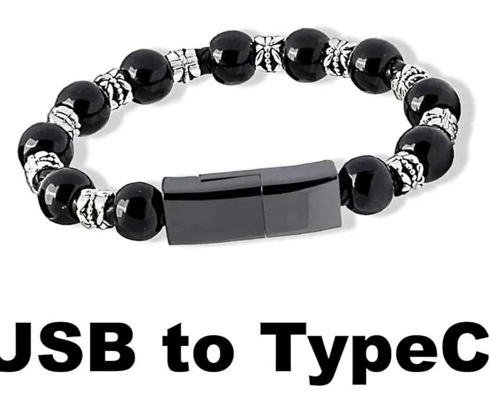 NEW BEADED BRACELET Charging USB Type C Cable Bracelet USB Data
