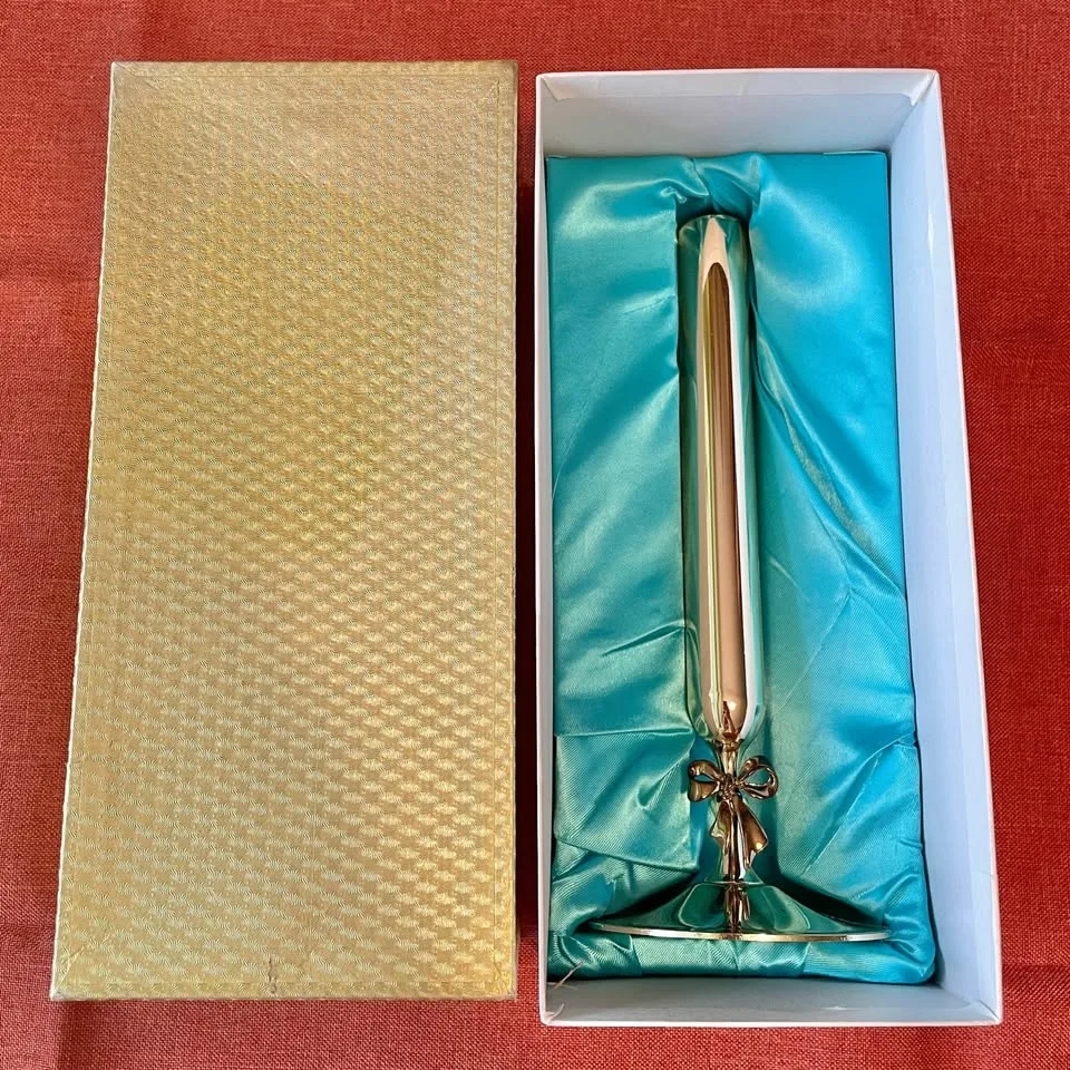 Vintage Champagne Gold & Silver Taper Candle Holder image indicator(2)