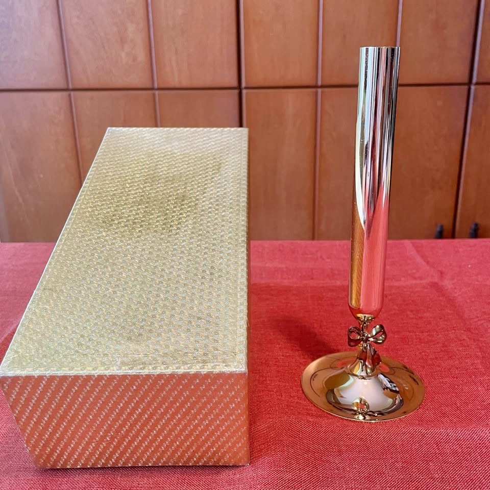 Vintage Champagne Gold & Silver Taper Candle Holder - photo 4
