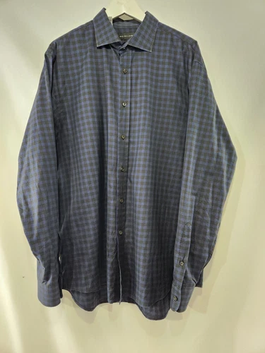 RALPH LAUREN Plaid Cotton Dress Shirt Made Italy 17