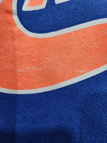 Vtg NIKE FRUIT OF THE LOOM Royal Blue Orange Swoosh Crewneck Swe - photo 3