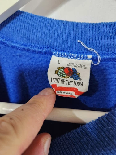 Vtg NIKE FRUIT OF THE LOOM Royal Blue Orange Swoosh Crewneck Swe - photo 5