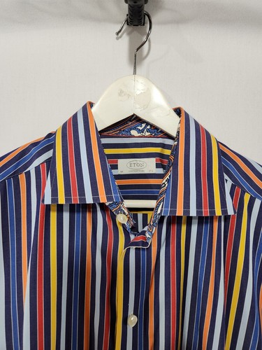 Funky ETON Multi Colour Stripe Dress Shirt sz 44 / 17.5 - photo 3