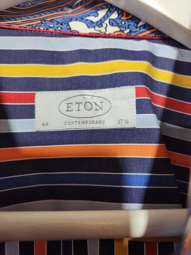 Funky ETON Multi Colour Stripe Dress Shirt sz 44 / 17.5 - photo 4