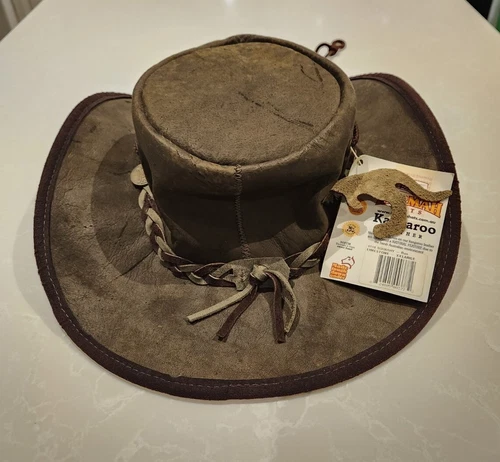Crikey! BNWT BARMAH Kangaroo Leather Outback Hat XXL - photo 3