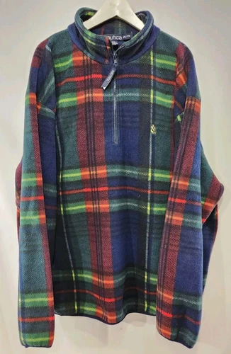 Vintage NAUTICA Multi Coloured Plaid NauTech Fleece XXL