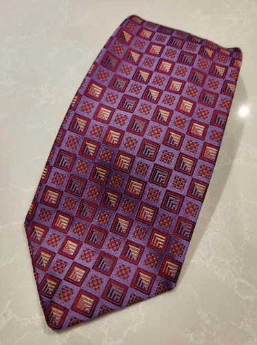 ROBERT TALBOTT Purple Pink Square Funky Silk Tie