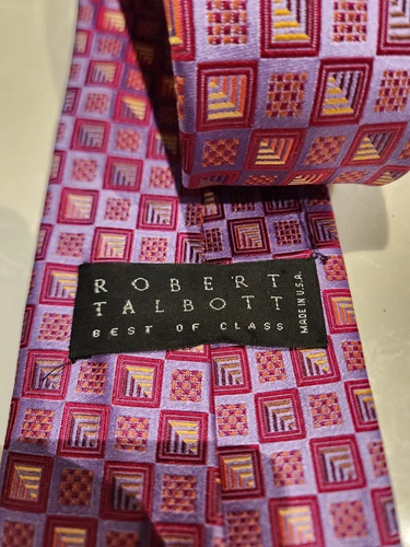 ROBERT TALBOTT Purple Pink Square Funky Silk Tie - photo 5