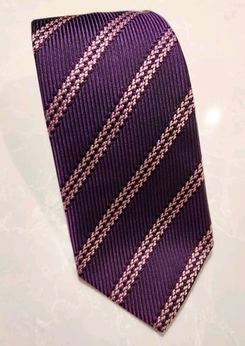 ERMENEGILDO ZEGNA Purple Pink Braid Silk Tie Italy