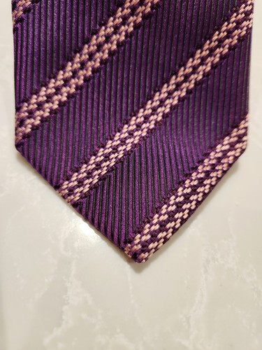 ERMENEGILDO ZEGNA Purple Pink Braid Silk Tie Italy - photo 2