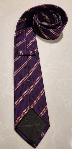 ERMENEGILDO ZEGNA Purple Pink Braid Silk Tie Italy - photo 3