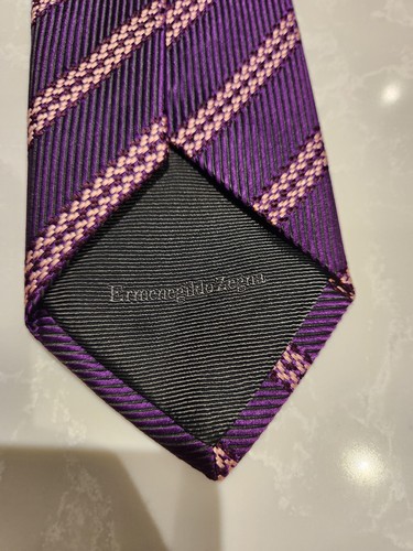 ERMENEGILDO ZEGNA Purple Pink Braid Silk Tie Italy - photo 4