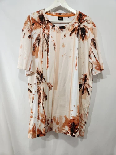 Vibrant BOSS Burnt Orange White Palm Tree Beach Landscape 100% C