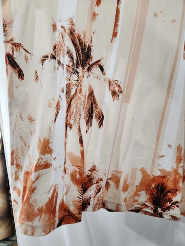Vibrant BOSS Burnt Orange White Palm Tree Beach Landscape 100% C - photo 2