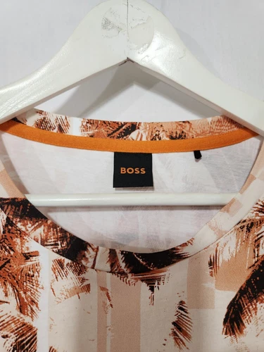 Vibrant BOSS Burnt Orange White Palm Tree Beach Landscape 100% C - photo 4