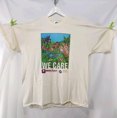 Vintage WHITE ROSE We Care Charity Shirt sz XL
