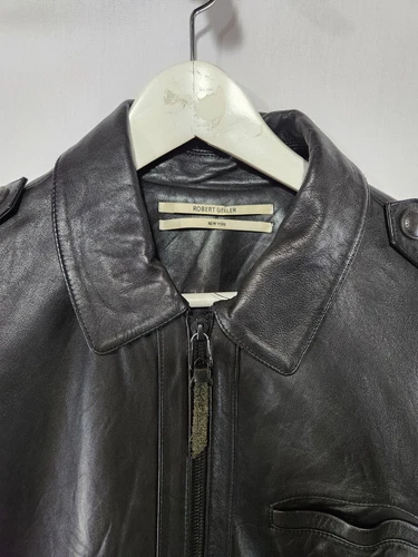ROBERT GELLER Black Leather Bomber Jacket 50 EU 40 US - photo 2