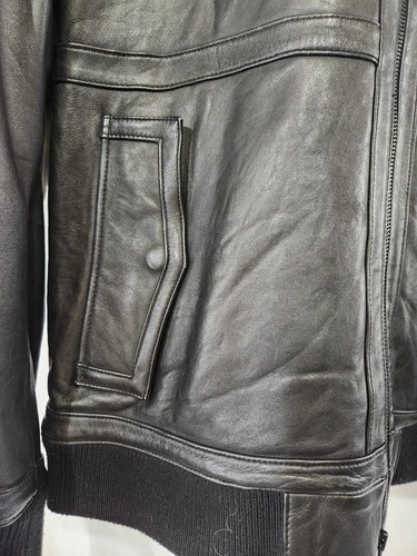 ROBERT GELLER Black Leather Bomber Jacket 50 EU 40 US - photo 4