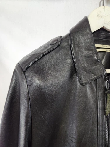 ROBERT GELLER Black Leather Bomber Jacket 50 EU 40 US - photo 5