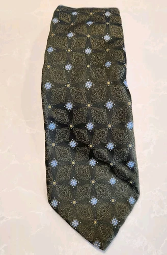 VALENTINO Forest Green Paisley Blue Flower Pattern Tie