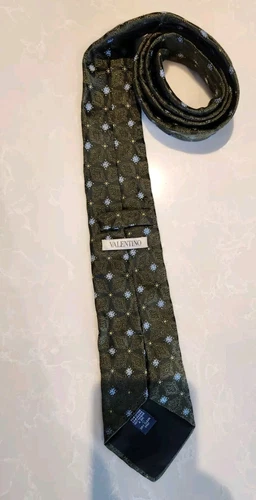 VALENTINO Forest Green Paisley Blue Flower Pattern Tie - photo 3