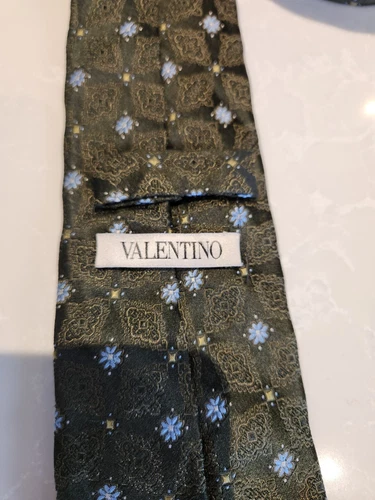 VALENTINO Forest Green Paisley Blue Flower Pattern Tie - photo 5