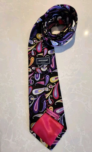 Vintage DUCHAMP Paisley 100% Silk Tie Handmade England - photo 3