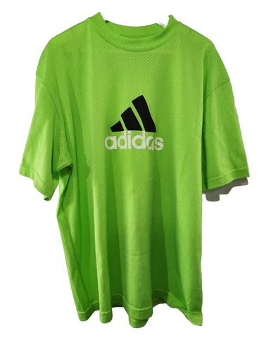Vintage ADIDAS Lime Green Mesh Jersey Made in USA sz L