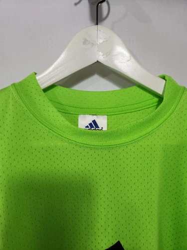 Vintage ADIDAS Lime Green Mesh Jersey Made in USA sz L - photo 2