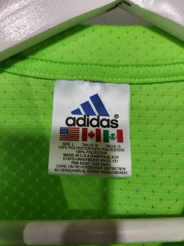 Vintage ADIDAS Lime Green Mesh Jersey Made in USA sz L - photo 3