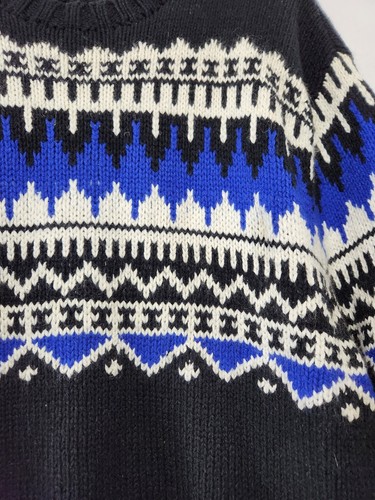 POLO RALPH LAUREN Black Blue Fair Isle Yolk Sweater sz XL - photo 4
