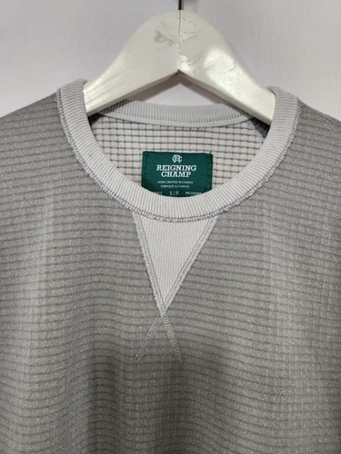 REIGNING CHAMP Waffle Long Sleeve Gray Sweater S - photo 2