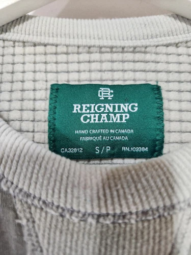 REIGNING CHAMP Waffle Long Sleeve Gray Sweater S - photo 3