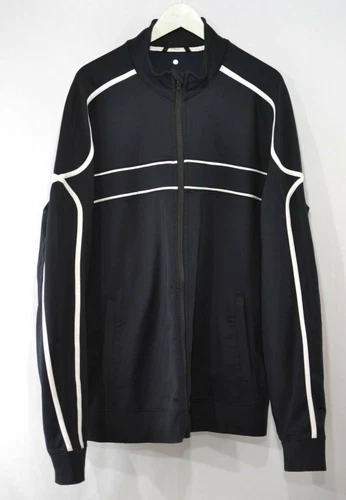 Stylish LULULEMON ATHLETICA Black White Decal Stripe Warm Up Tra
