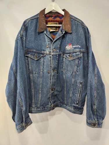90s Vtg MOLSON CANADIAN ROCKS Denim Jacket sz XL