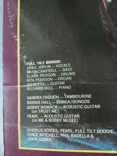 JANIS JOPLIN / FULL TILT BOOGIE BAND - PEARL Vinyl Record LP - photo 4