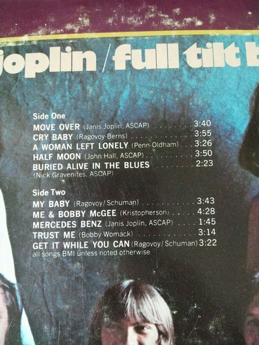 JANIS JOPLIN / FULL TILT BOOGIE BAND - PEARL Vinyl Record LP - photo 5