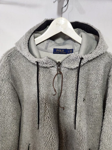 POLO RALPH LAUREN Heather Gray Fleece Zip Up sz L - photo 2