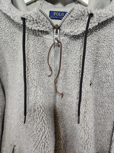 POLO RALPH LAUREN Heather Gray Fleece Zip Up sz L - photo 3