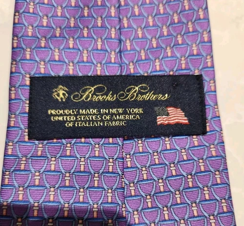 BROOKS BROTHERS 100% Silk Purple Wine Glass Tie USA - photo 4