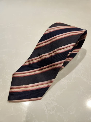 PAL ZILERI Silk Navy/Pink Striped Tie