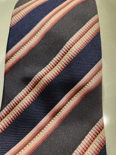 PAL ZILERI Silk Navy/Pink Striped Tie - photo 2
