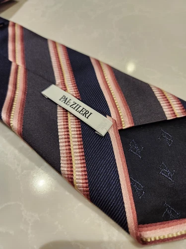 PAL ZILERI Silk Navy/Pink Striped Tie - photo 4