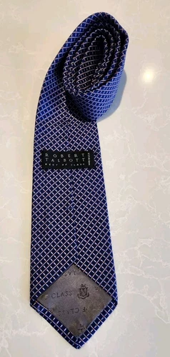 Classic ROBERT TALBOTT Royal Blue Yellow Dot 100% Silk USA - photo 3