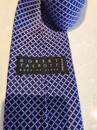 Classic ROBERT TALBOTT Royal Blue Yellow Dot 100% Silk USA - photo 5