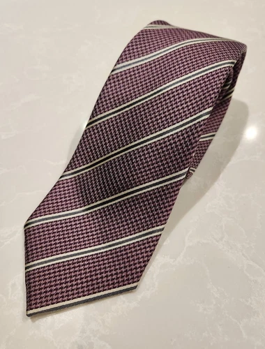ERMENEGILDO Z ZEGNA Mauve Black Mini Houndstooth Tie