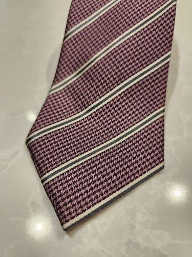 ERMENEGILDO Z ZEGNA Mauve Black Mini Houndstooth Tie - photo 2