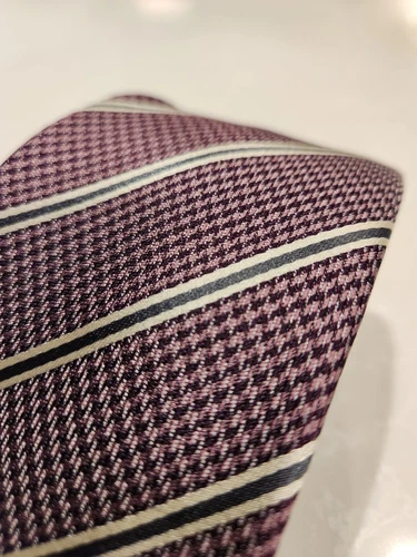 ERMENEGILDO Z ZEGNA Mauve Black Mini Houndstooth Tie - photo 3