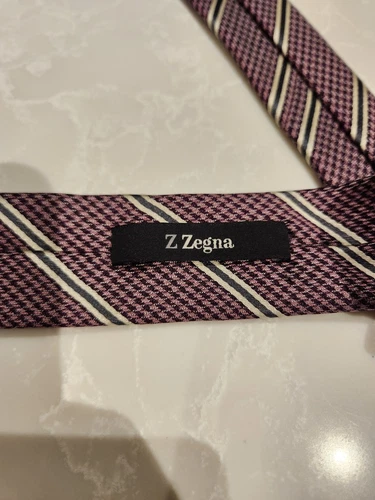 ERMENEGILDO Z ZEGNA Mauve Black Mini Houndstooth Tie - photo 4