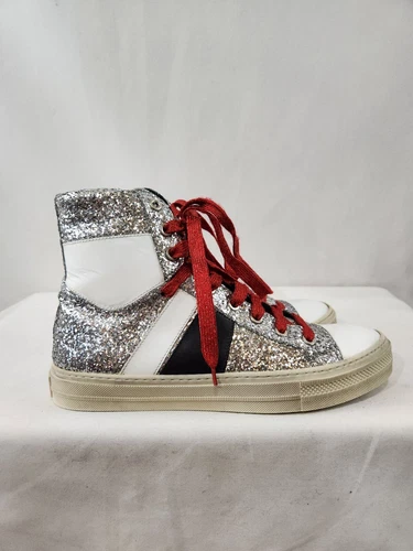 Exclusive AMIRI Sunset High Top Silver Glitter Sneakers Made Ita - photo 2